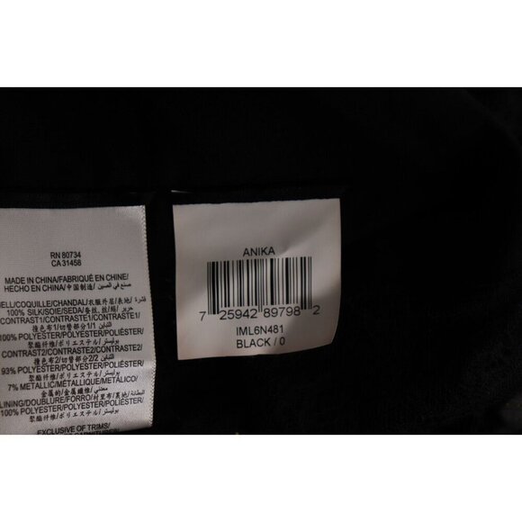 BCBGMaxazria Womens 0 Black Anika Silk Party Dress Gold Crystals Beaded IML6N481 - Picture 10 of 13